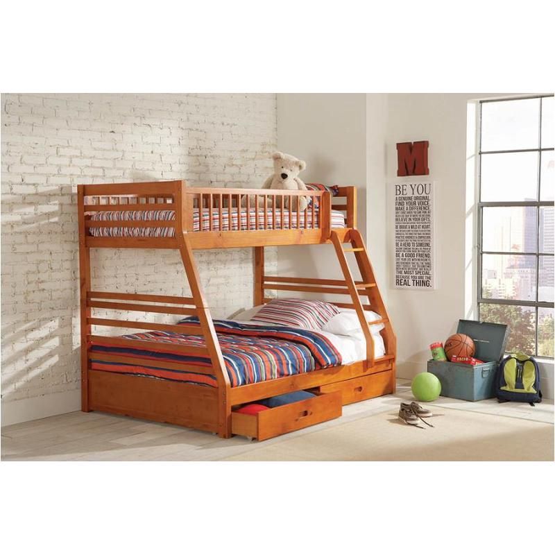 Ashton 2-drawer Wood Twin Over Full Bunk Bed Honey -ONL