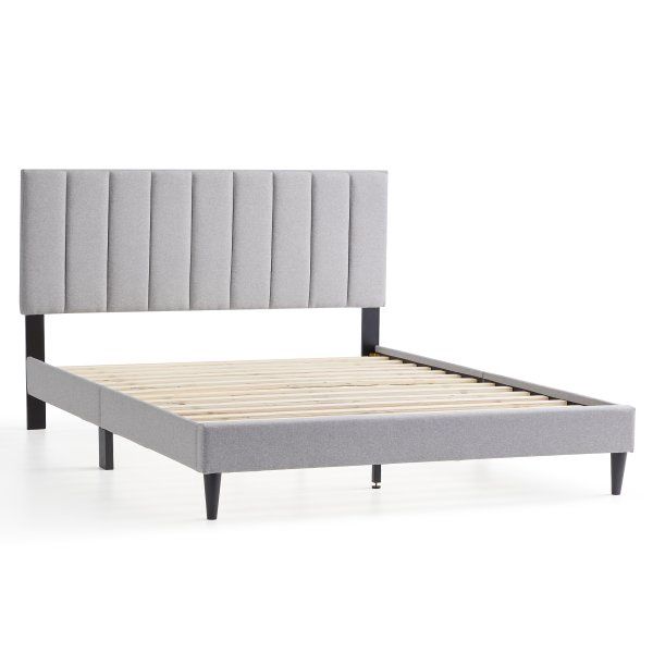 Lucid Upholstered Platform Bed, Full, Stone