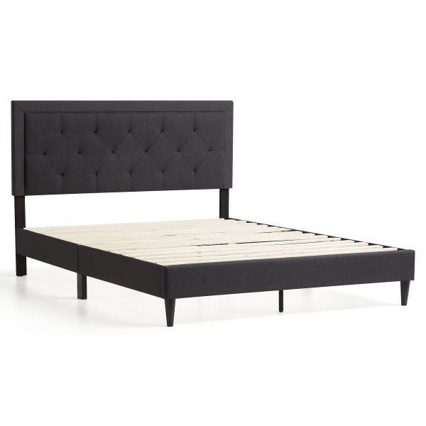Lucid Diamond Tufted Platform Bed, Twin, Charcoal