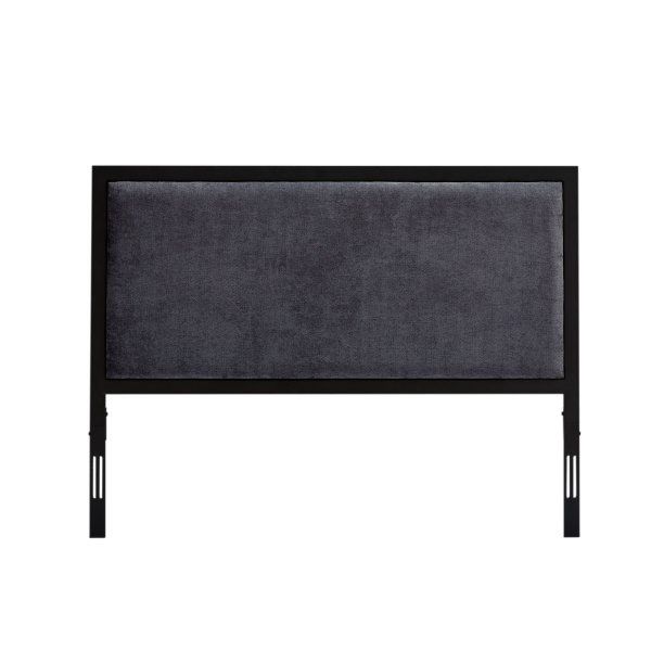 Metal Trim Upholstered Headboard, Queen, Navy