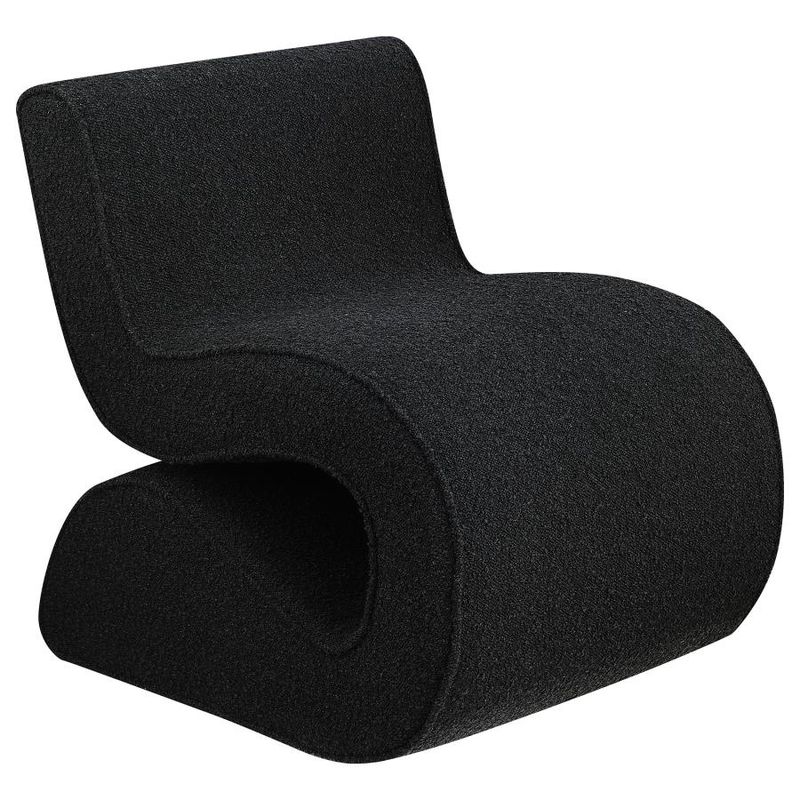 Ronea Boucle Upholstered Armless Curved Chair, Charcoal