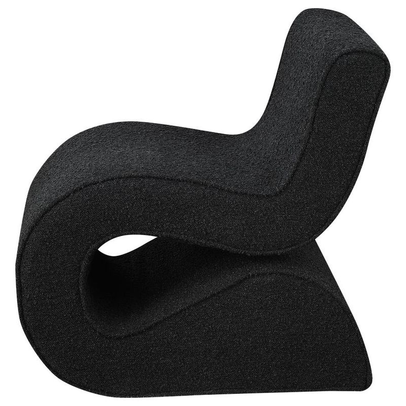 Ronea Boucle Upholstered Armless Curved Chair, Charcoal
