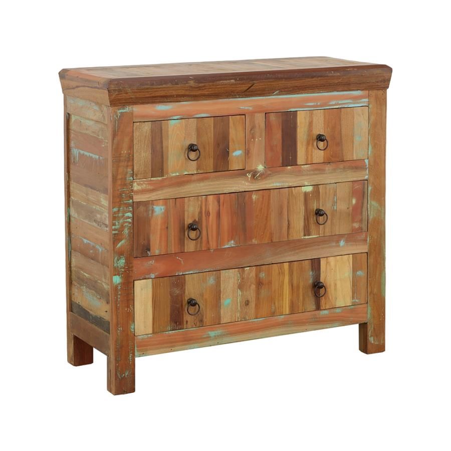 Harper 4 Drawer Reclaimed Wood Accent Cabinet Brown
