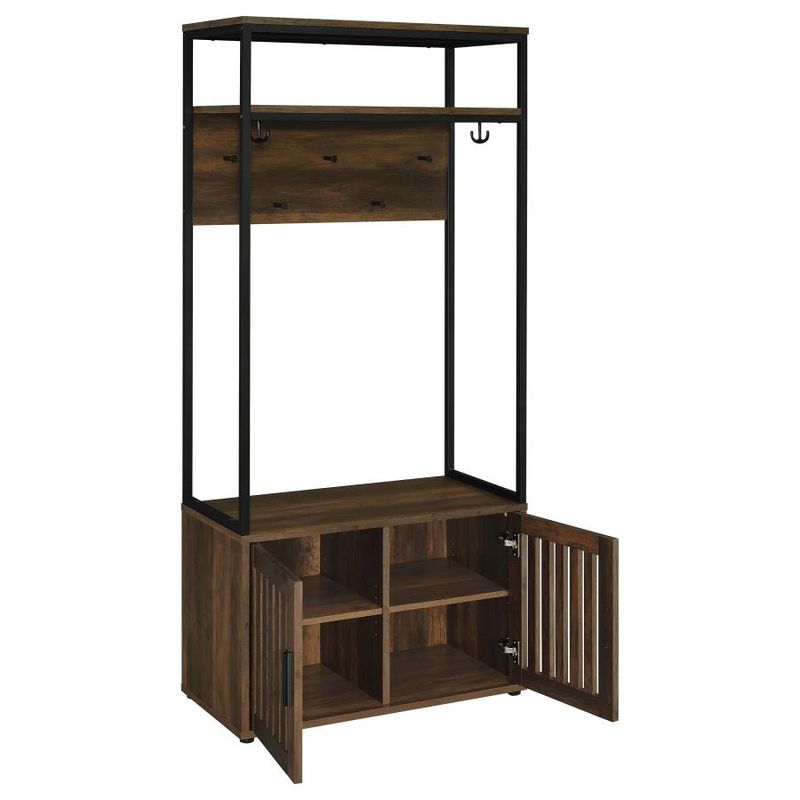 Quincy 2-Door Hall Tree Storage Bench Dark Pine
