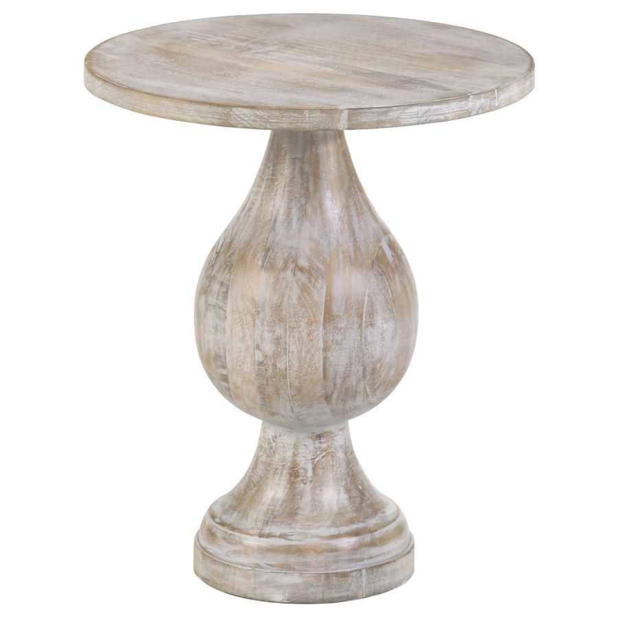 Dianella Pedestal Base Accent Side Table White Washed