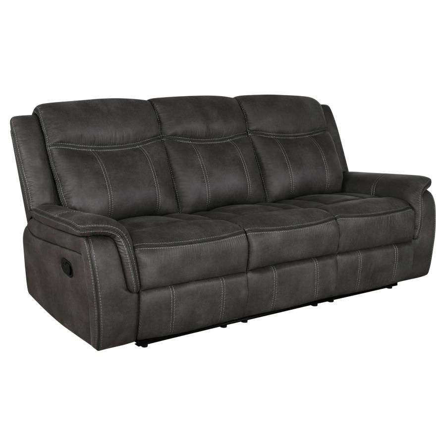 Lawrence 2-piece Upholstered Reclining Sofa Set Charcoal
