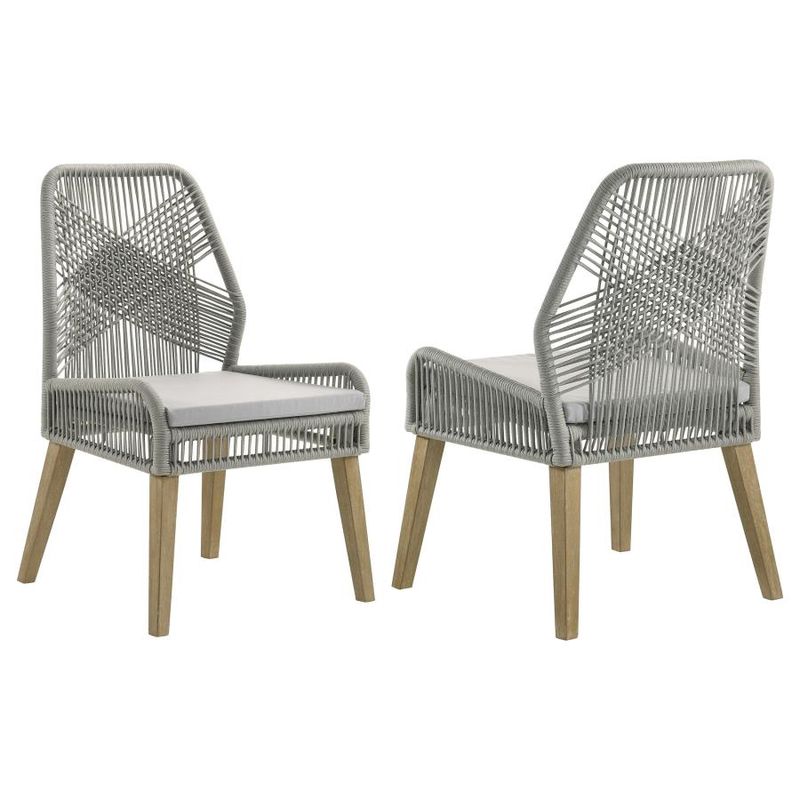 Nakia Woven Rope Dining Side Chairs, Grey (Set of 2)