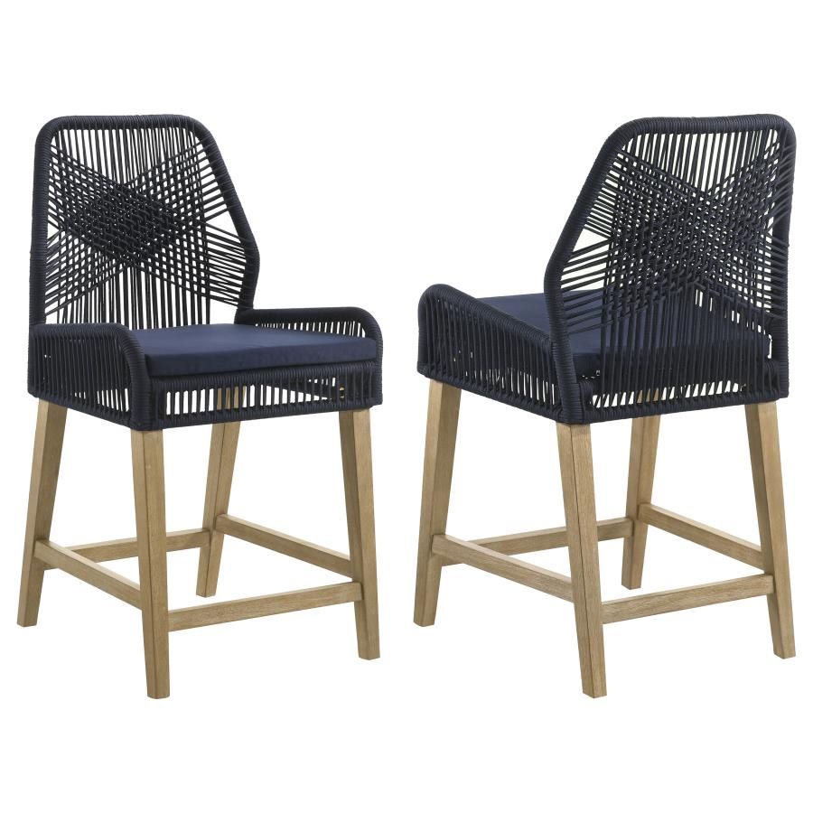 Nakia Woven Rope Counter Height Chair, Navy (Set of 2)