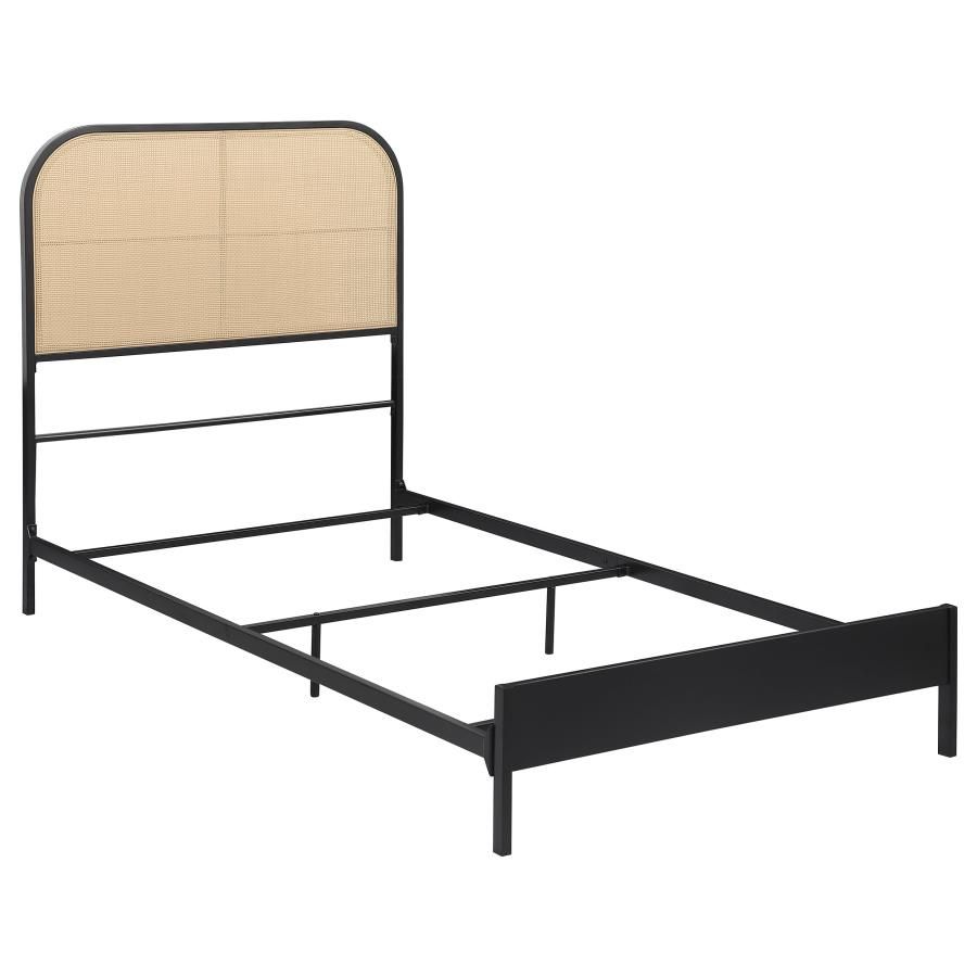 Amherst Radio Weave Rattan Metal Bed Twin, Black