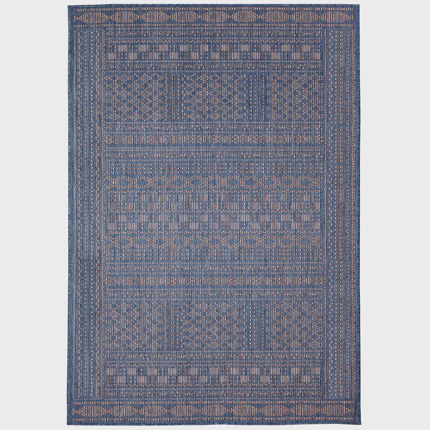 Avena Panel Stripe Indoor/Outdoor Rug, Colour: Denim, Size: 3x5'