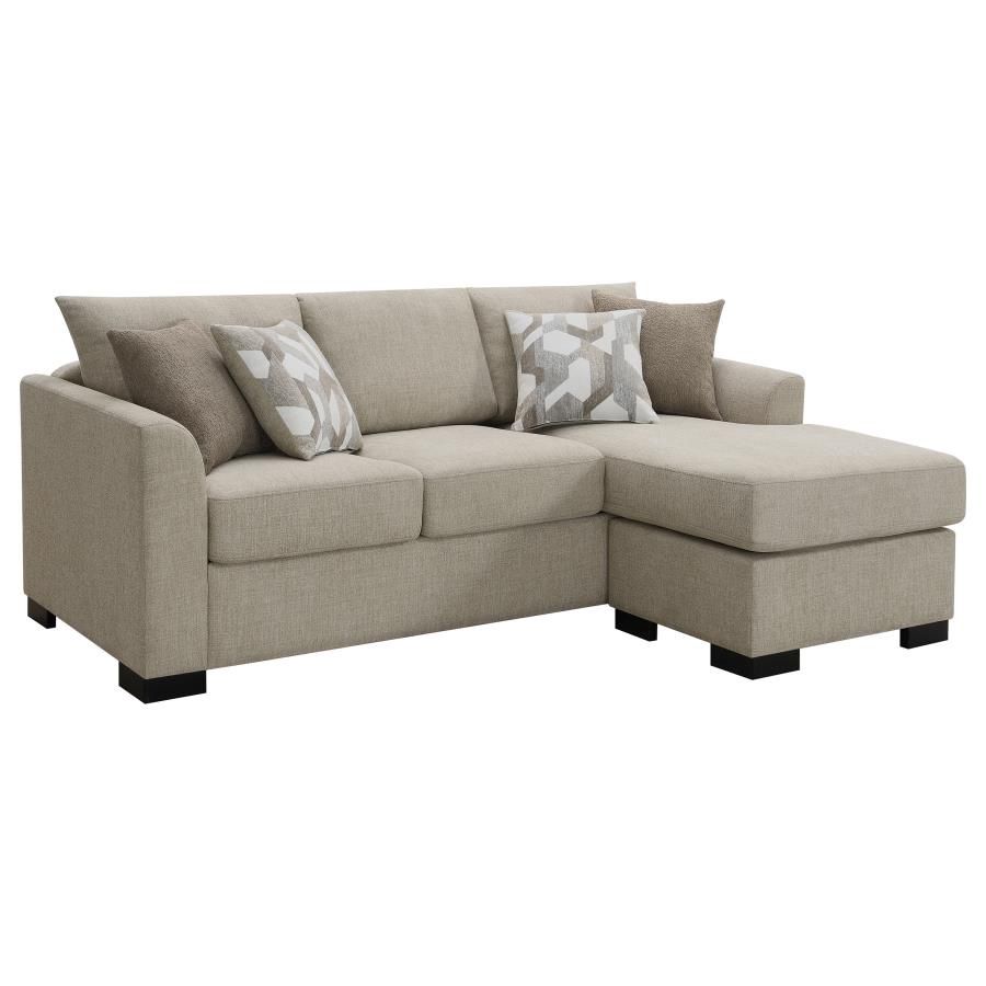 Storey Upholstered Sleeper Sectional Chaise Sofa, Colour: Camel
