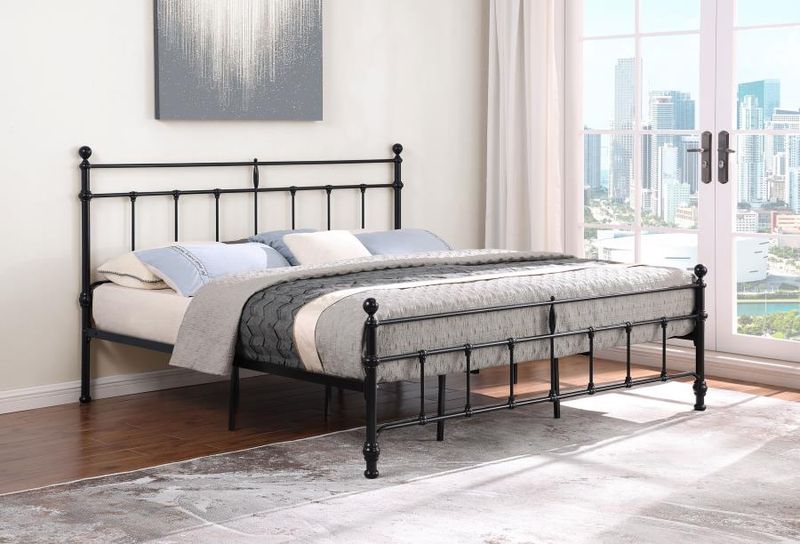 Novak Metal Platform Bed, Matte Black