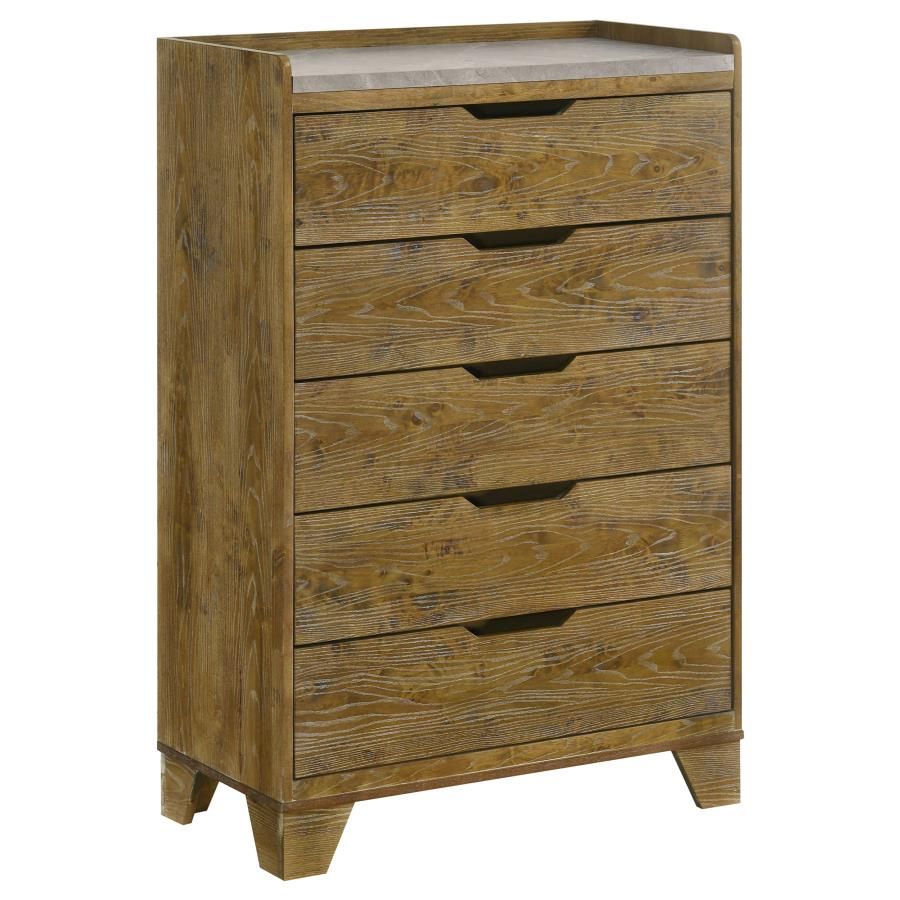Henderson 5 Drawer Chest, Medium Oak