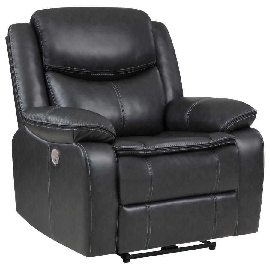 Sycamore Upholstered Power Recliner Chair, Dark Grey, Color: Dark Grey