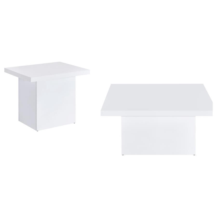 Devar 2-piece Coffee End Table Set White High Gloss