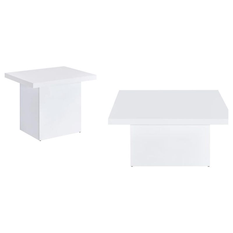 Devar 2-piece Coffee End Table Set White High Gloss