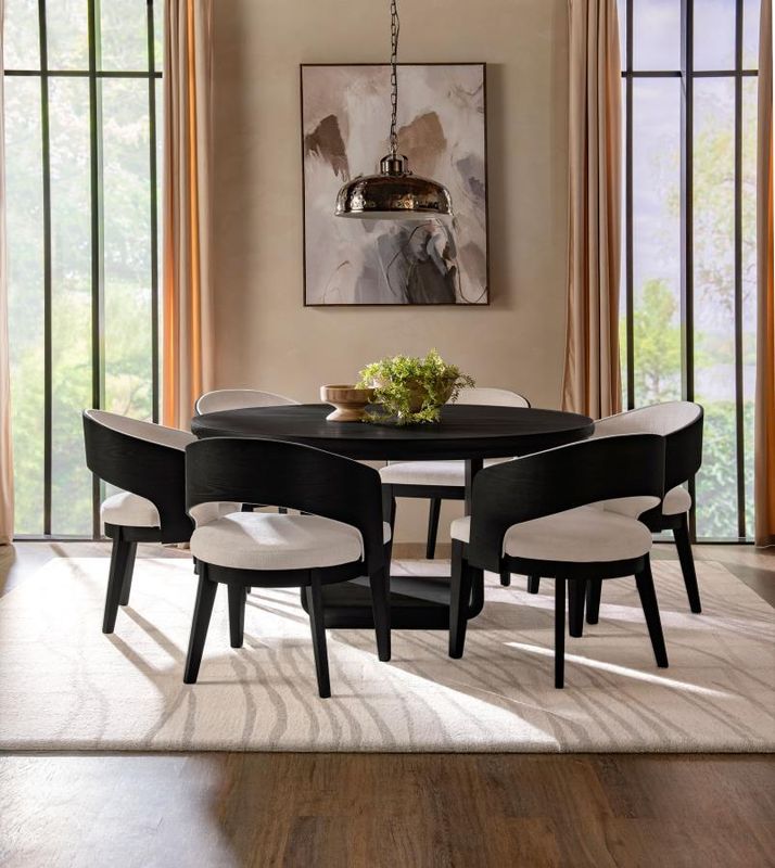 Leandro 5-piece Round Dining Table Set Burnished Black