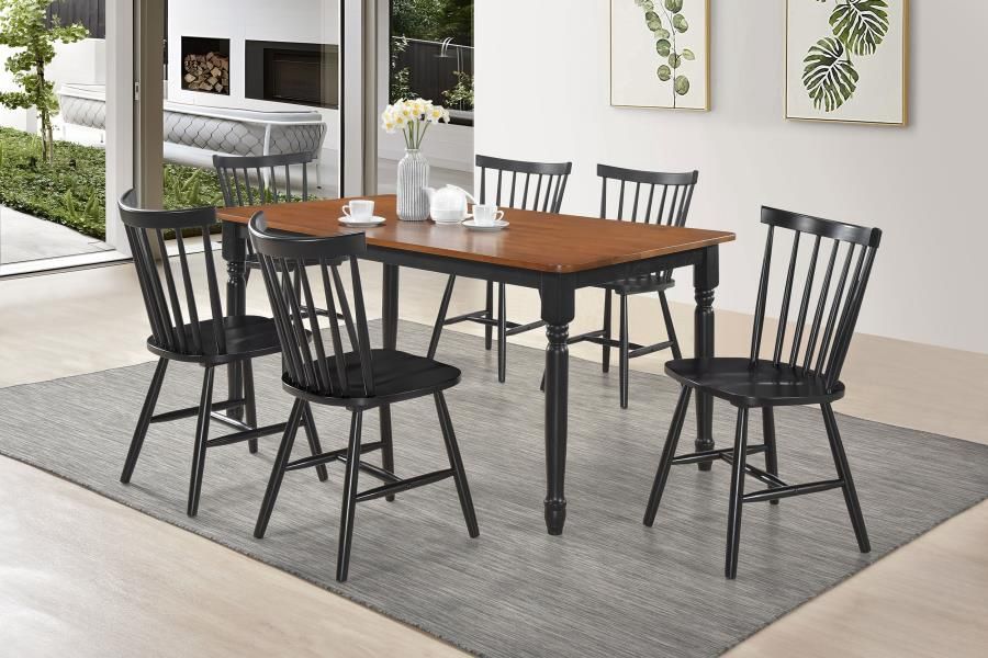 Hollyoak 5pc Dining Set, Black and Walnut