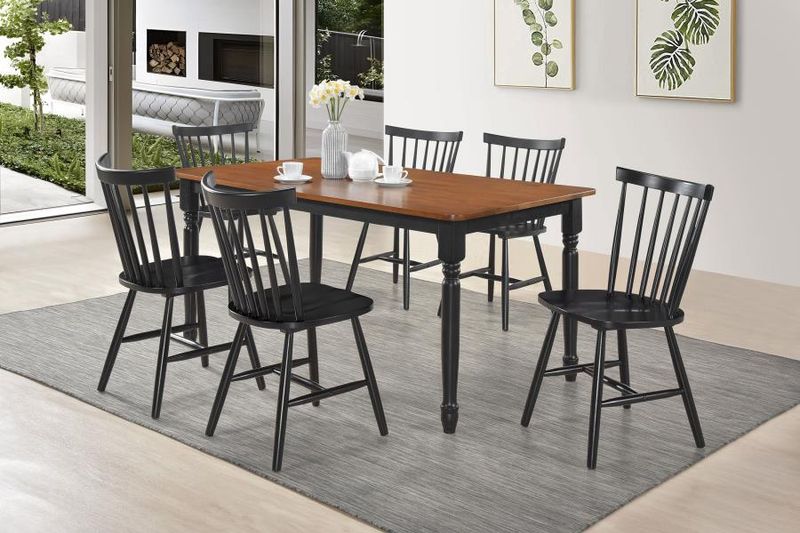 Hollyoak 5pc Dining Set, Black and Walnut