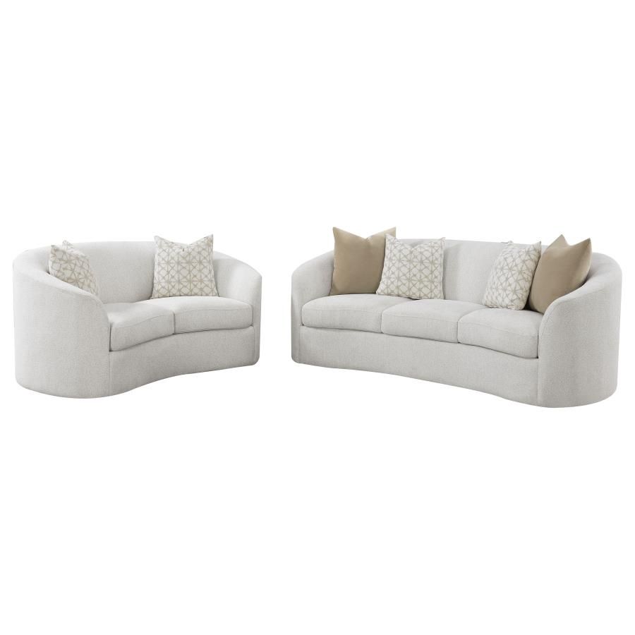 Rainn 2-piece Boucle Sloped Arm Sofa Set Latte