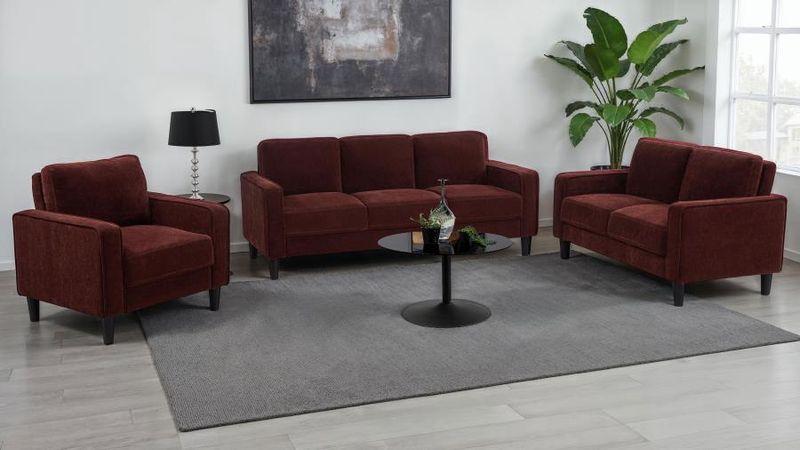 Ruth 3-piece Track Arm Sofa Rust Red