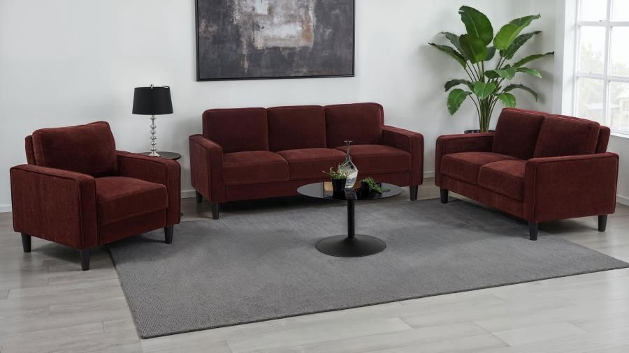 Ruth 3-piece Track Arm Sofa Rust Red