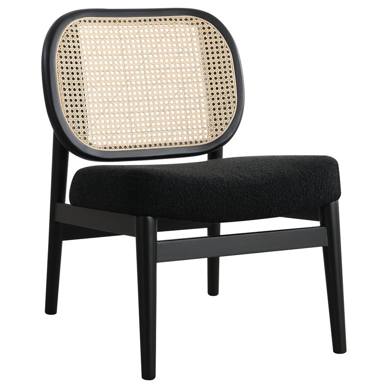Rayo Rattan Cane Back Accent Chair with Padded Seat, Black