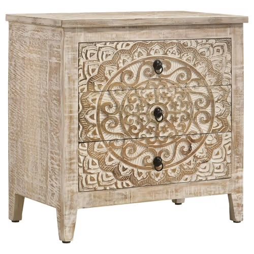 Mariska Mango Wood Accent Cabinet Distressed White
