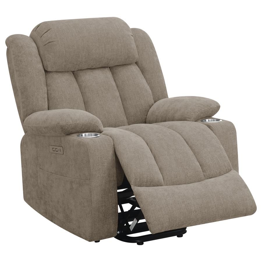 Houston Upholstered Power Lift Recliner Chair, Colour: Camel