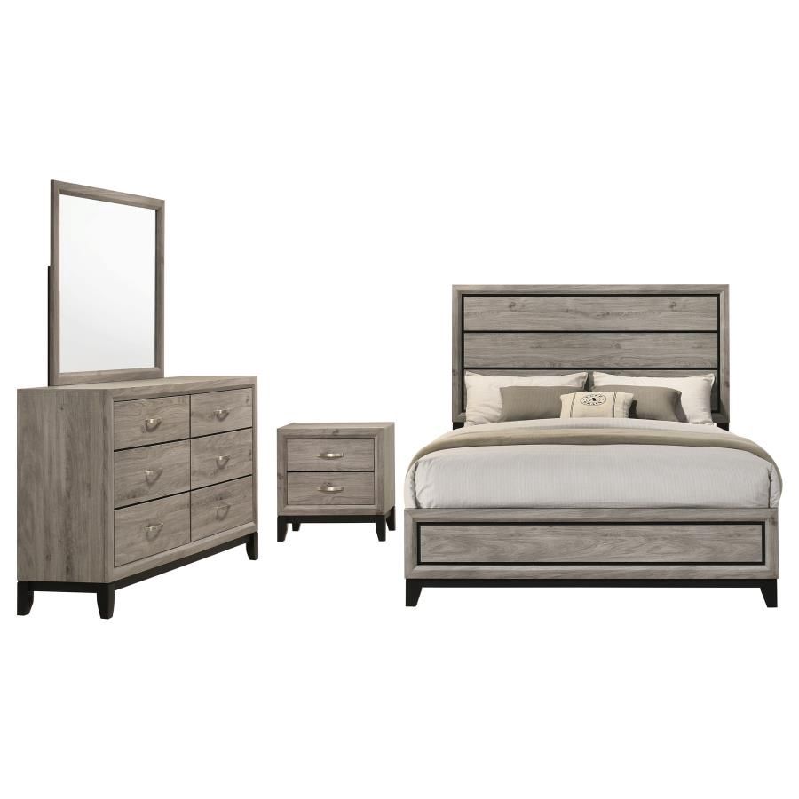 Valen 4pc Bedroom Set Light Taupe, Queen