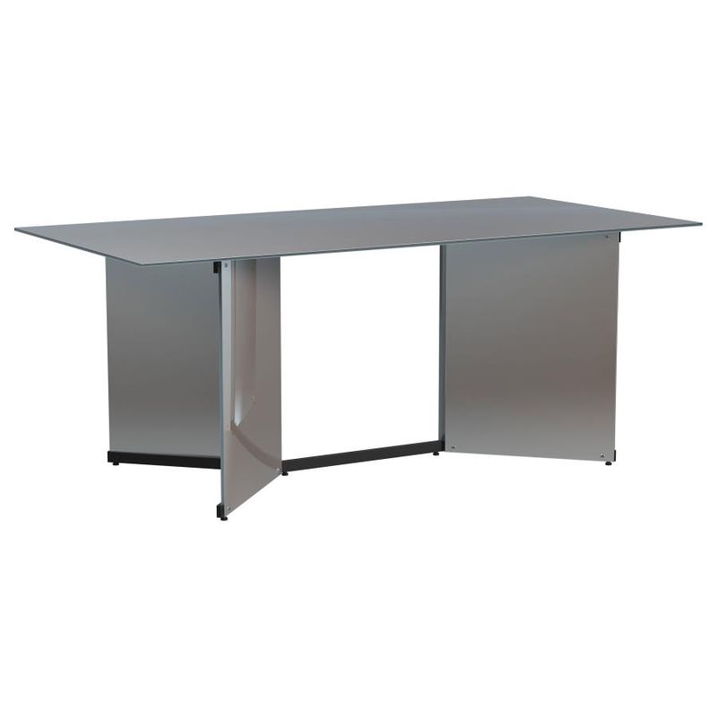 Emery 7pc Mirrored Table Dining Set, Grey Chairs