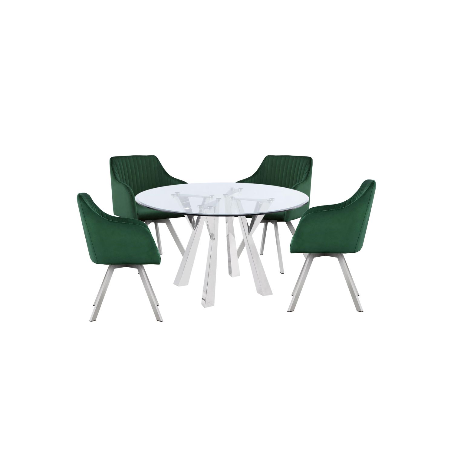 Arika 5pc Glass Top Dining Set
