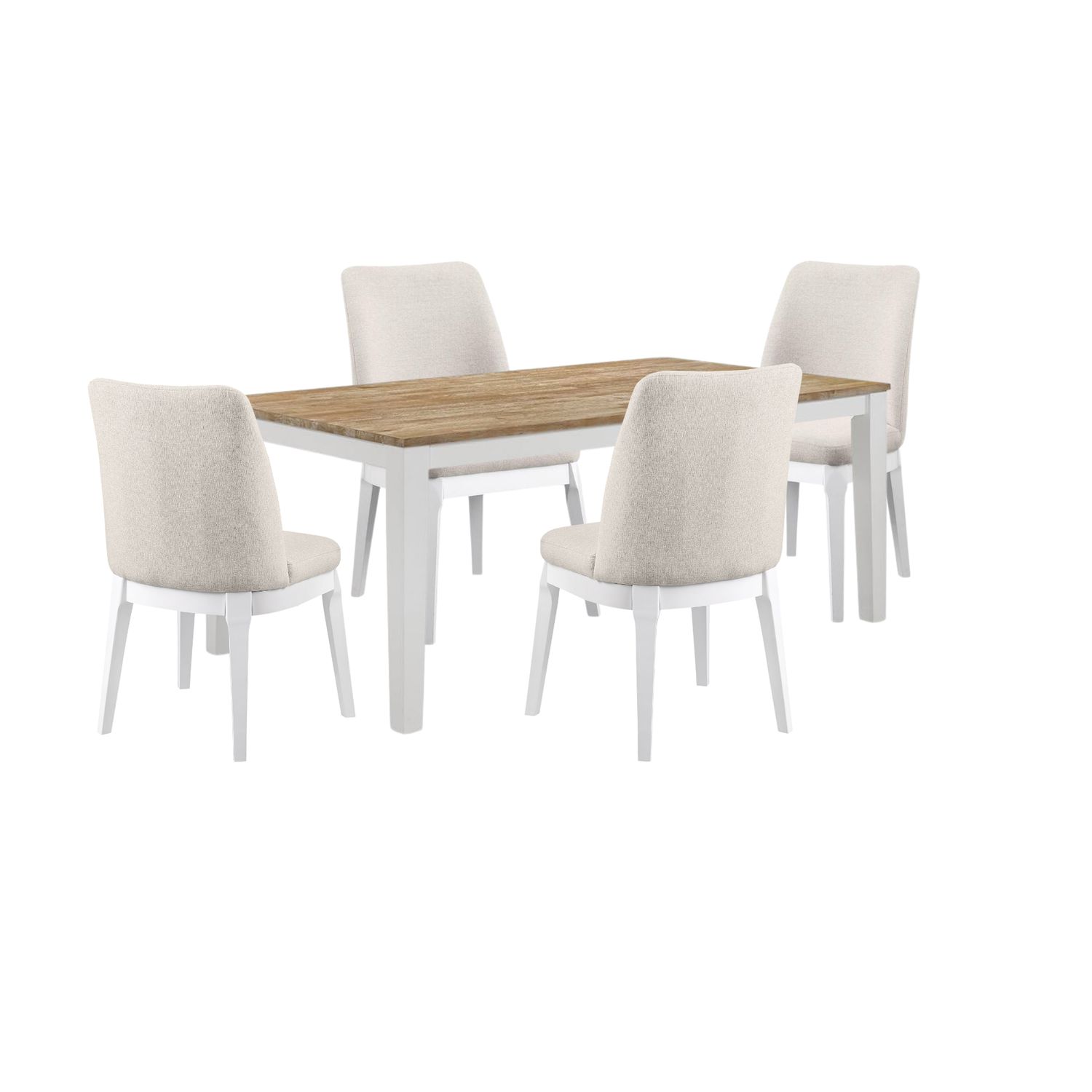 Carissa 5pc Dining Set, Cream Chairs