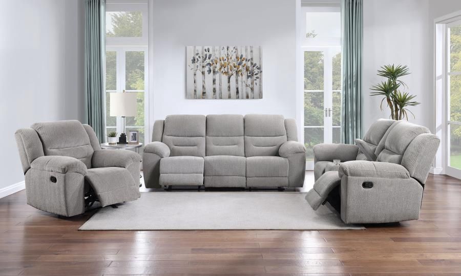 Gilson 3pc Chenille Reclining Sofa Set Grey