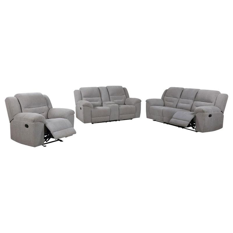 Gilson 3pc Chenille Reclining Sofa Set Grey