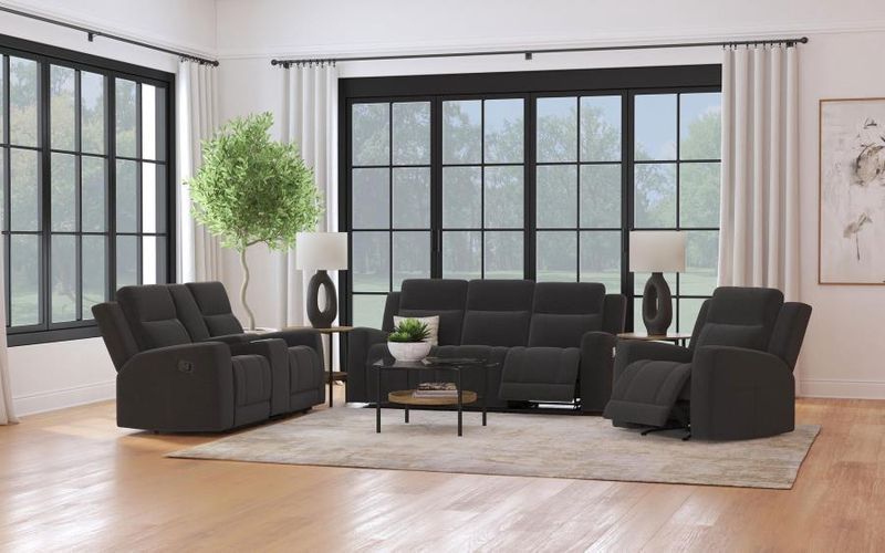 Brentwood 3-Piece Upholstered Reclining Sofa Set Charcoal