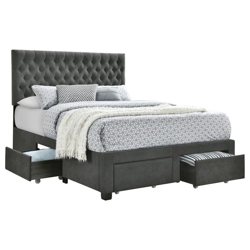 Soledad Upholstered Queen Storage Bed Grey