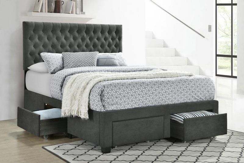 Soledad Upholstered Queen Storage Bed Grey