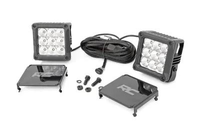 Rough Country Chrome Series LED Light Pair 4 Inch Square white DRL, 8100 lumens ( 90 watts ).