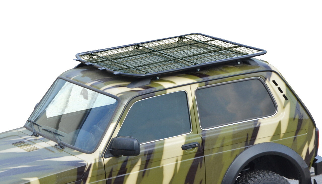 Багажник - платформа экспедиционный «Трофи» (монтаж на заводские рейлинги) "Lada 4x4 Bronto". основание: сетка