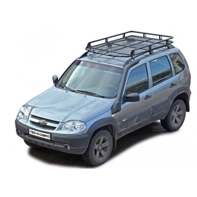 Багажник экспедиционный «Трофи» с сеткой без передней перекладины, (монтаж на заводские рейлинги), Chevrolet Niva//Lada Niva (07.2020 -), Niva Travel