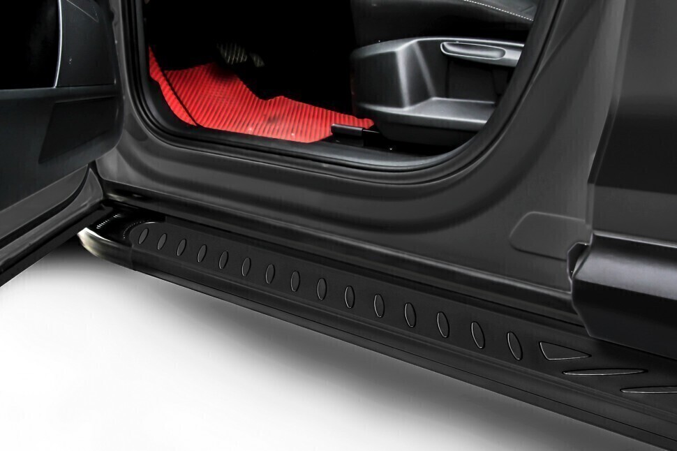 Сверхлёгкие, особопрочные пороги алюминиевые Standart Black L=1900 мм черные Volkswagen Touareg (2002-2010)