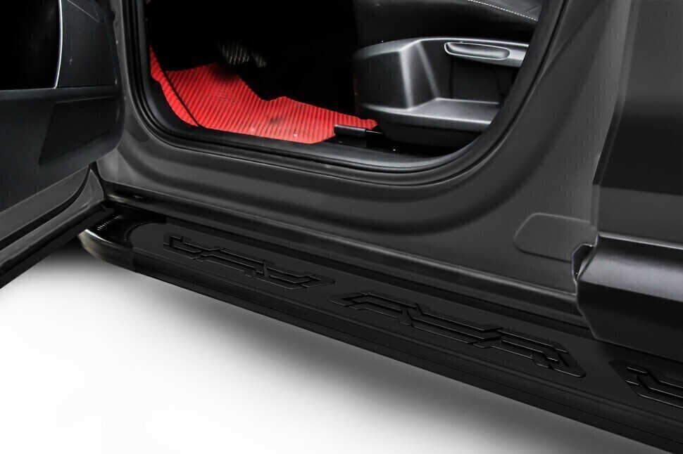 Сверхлёгкие, особопрочные пороги алюминиевые Optima Black L=1900 мм черные Volkswagen Touareg (2002-2010)
