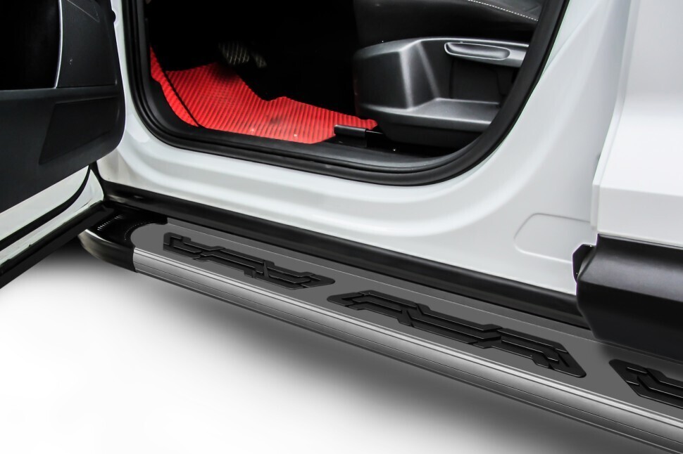Пороги алюминиевые Chevrolet Trailblazer (2012-2016) Alfa графитовые