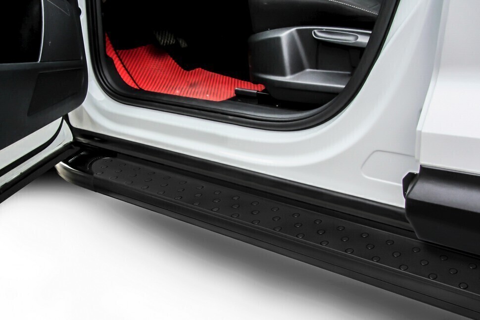 Пороги алюминиевые Hyundai Santa-Fe (2006-2012) Standart черные