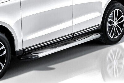 Пороги алюминиевые Mazda CX-5 (2017-2022) Elite серебристые