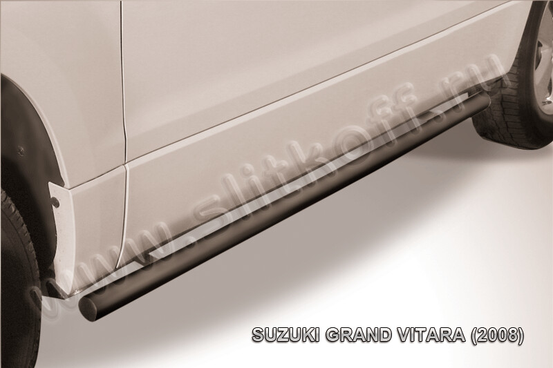Пороги стальные Suzuki Grand Vitara 3дв (2008-2012) d57 труба (серебристые)