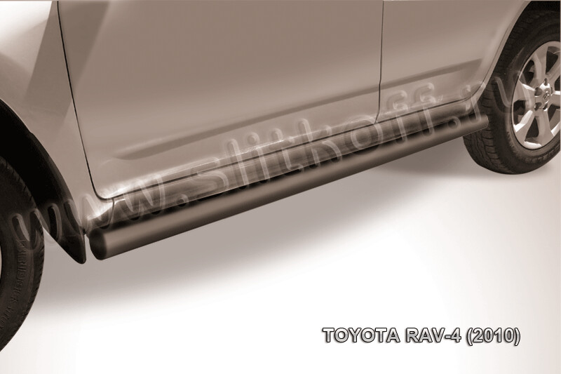 Пороги стальные Toyota Rav-4 (2010-2016) d76 с проступями (черные)