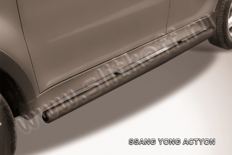 Пороги стальные SsangYong Actyon (2010-2013) d76 труба (серебристые)