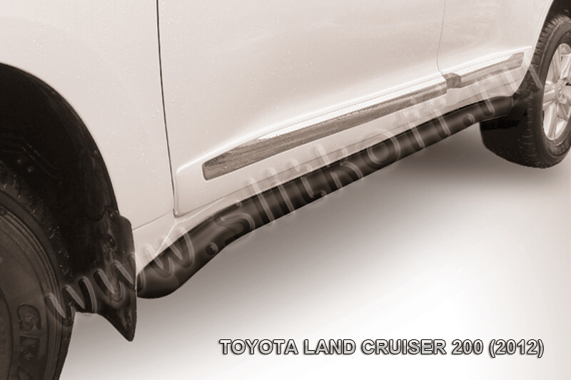 Пороги стальные Toyota Land Cruiser 200 (2012-2015) d76 с гибами (черные)